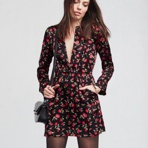 Reformation Women’s Mini Dress Black Red Roses 8